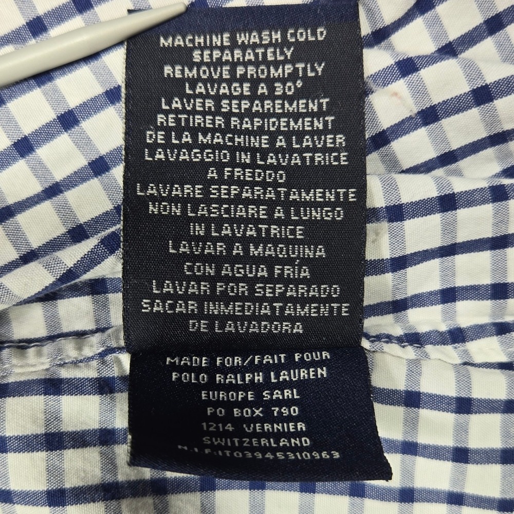 Polo Jeans Co Ralph Lauren Plaid Button Down Shirt Men's XXL Blue White Green - Picture 7 of 8